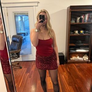 SHEIN Red Sequin Mini Dress